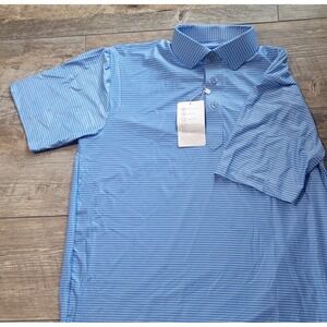 Featherweight Flex Polo Collars & Co Shirt Size Small Blue  White Stripe NWT